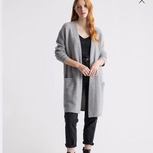 NWT Quince Superfine Merino Wool Sweater Coat, Gray, Large